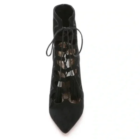 CYNTHIA VINCENT NEW Harp Lace Up Pointed Booties